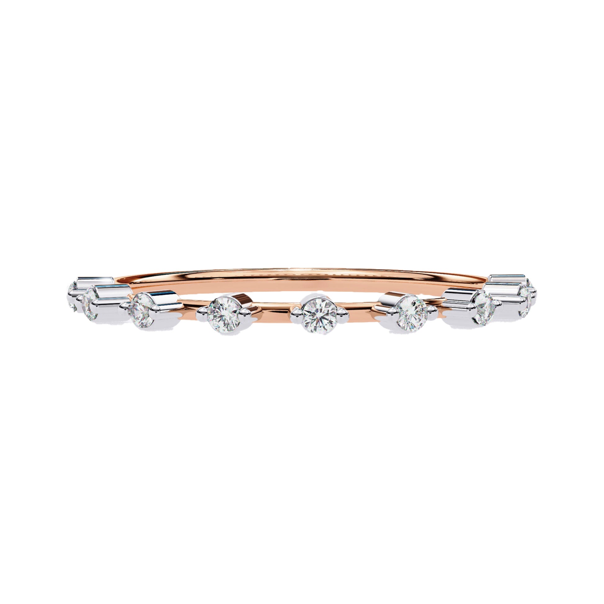 Rose gold Petite Round Lab Diamond Wedding Ring with minimalist design and evenly spaced round lab-grown diamonds.