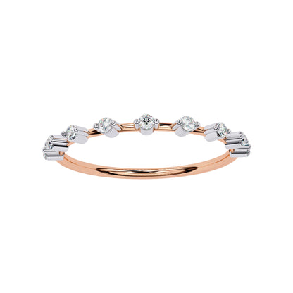 Petite Round Lab Diamond Wedding Ring in rose gold featuring dainty round diamonds in a sleek, modern setting.