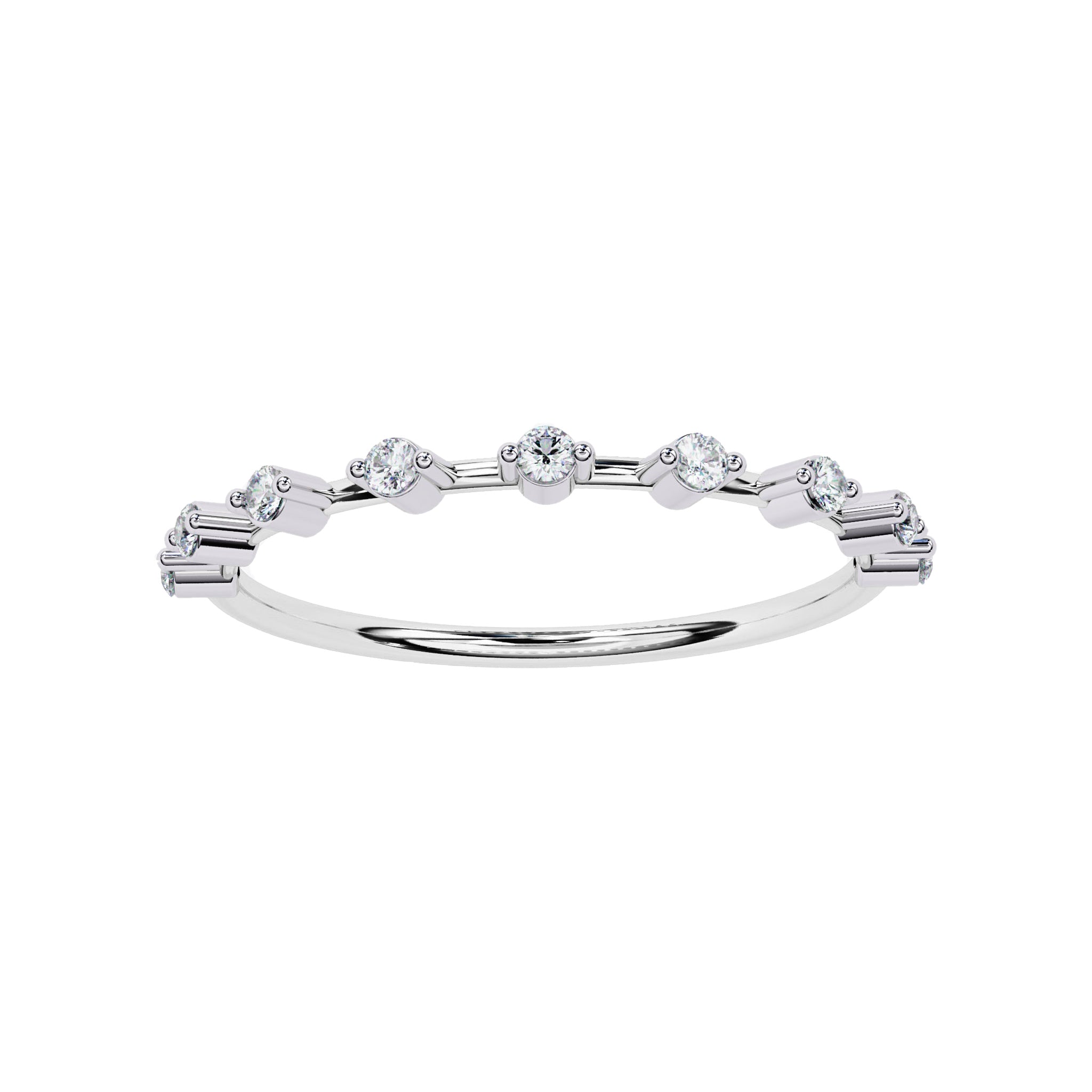 Elegant white gold Petite Round Lab Diamond Wedding Ring featuring dainty round diamonds in a clean, modern design.