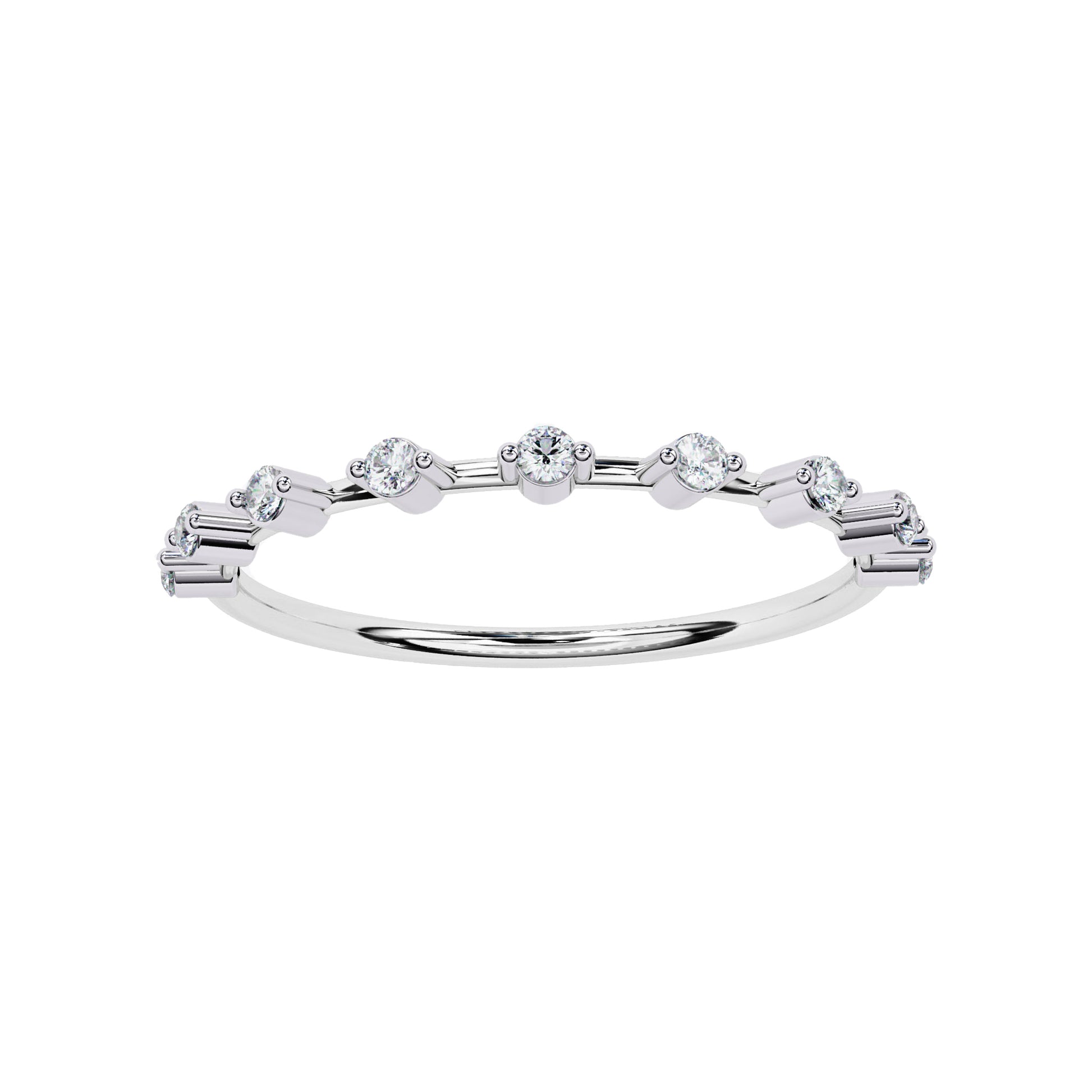 Elegant white gold Petite Round Lab Diamond Wedding Ring featuring dainty round diamonds in a clean, modern design.