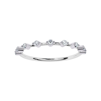 Elegant white gold Petite Round Lab Diamond Wedding Ring featuring dainty round diamonds in a clean, modern design.