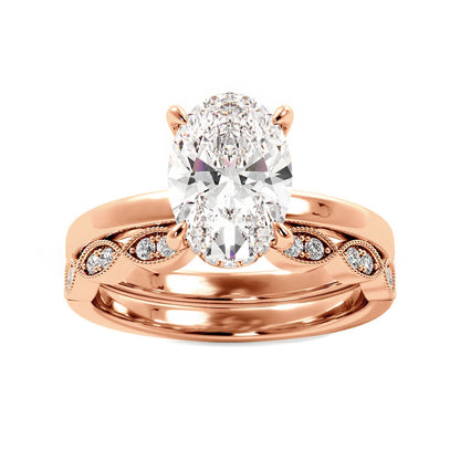 Lab Created Oval Diamond Engagement Ring Set