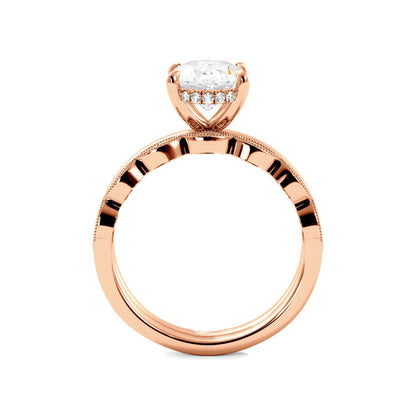 Lab Created Oval Diamond Engagement Ring Set