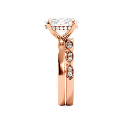Lab Created Oval Diamond Engagement Ring Set