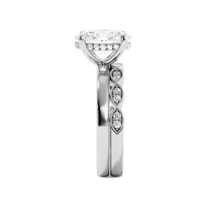 Lab Created Oval Diamond Engagement Ring Set