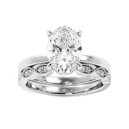 Lab Created Oval Diamond Engagement Ring Set