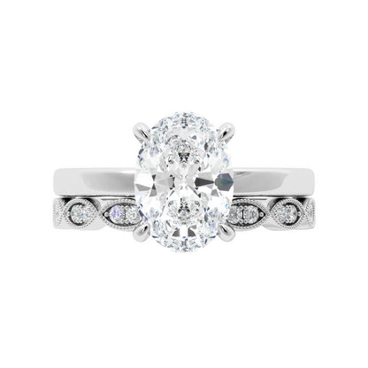 Lab Created Oval Diamond Engagement Ring Set