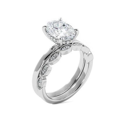 Lab Created Oval Diamond Engagement Ring Set