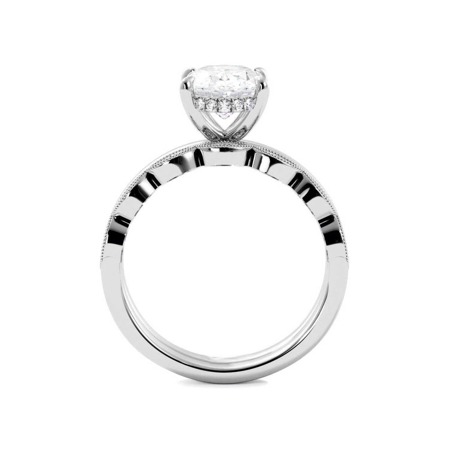 Lab Created Oval Diamond Engagement Ring Set