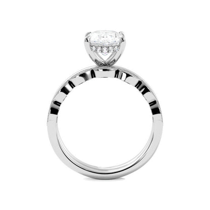 Lab Created Oval Diamond Engagement Ring Set