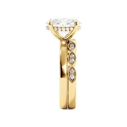 Lab Created Oval Diamond Engagement Ring Set