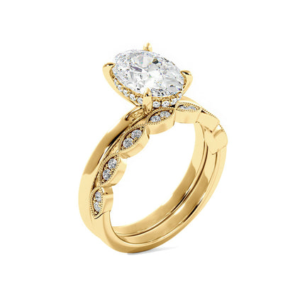 Lab Created Oval Diamond Engagement Ring Set