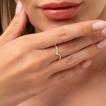 Minimalist Chevron Band with Round Lab Grown Diamonds