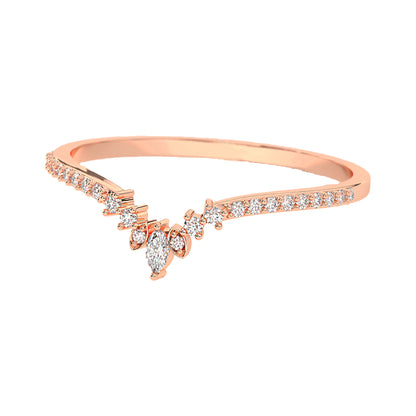 Minimalist Chevron Band with Round Lab Grown Diamonds