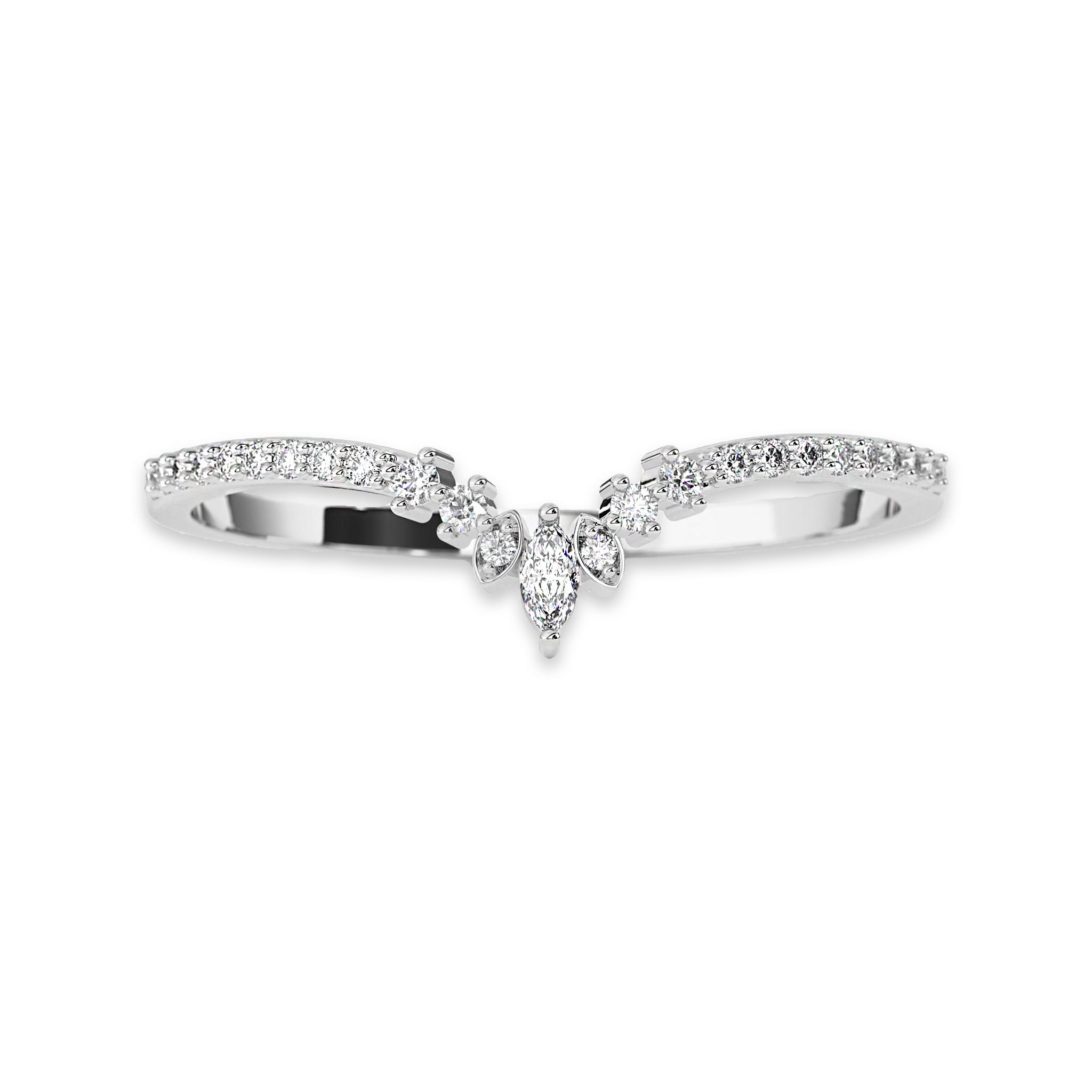 Minimalist Chevron Band with Round Lab Grown Diamonds