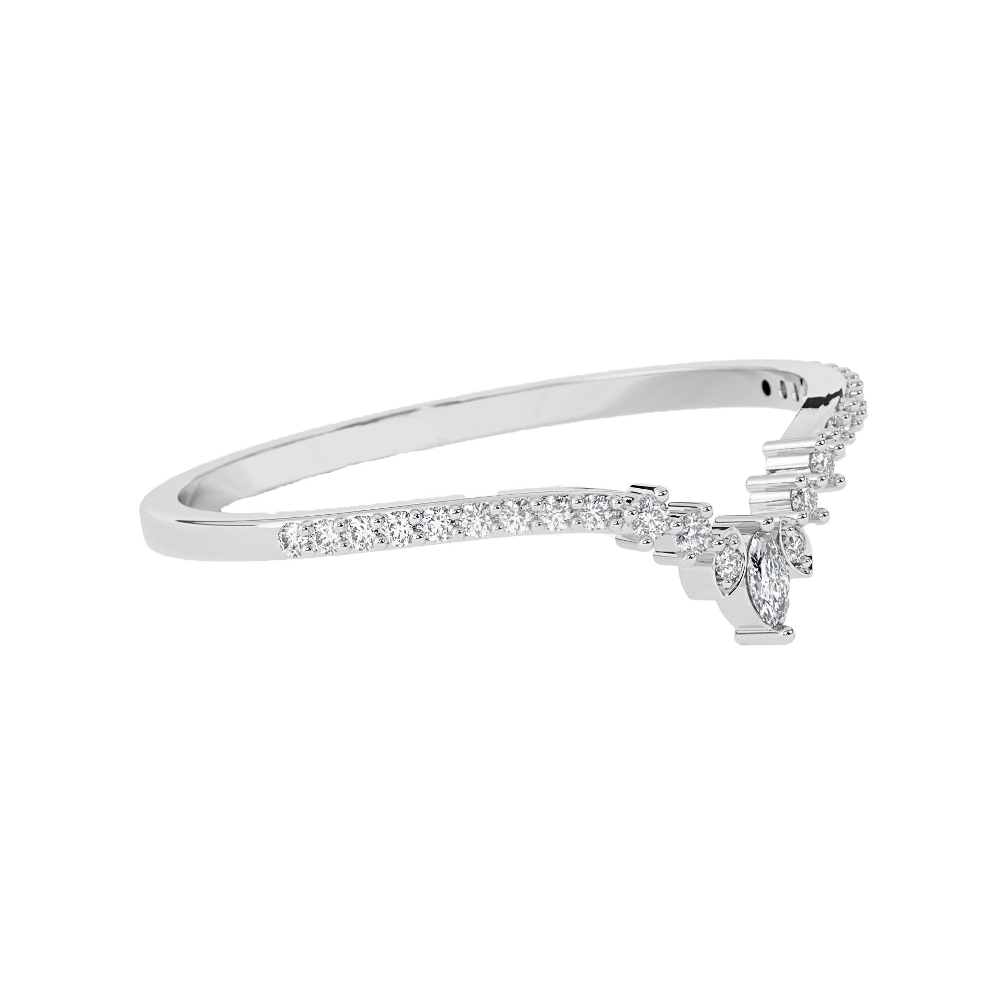 Minimalist Chevron Band with Round Lab Grown Diamonds