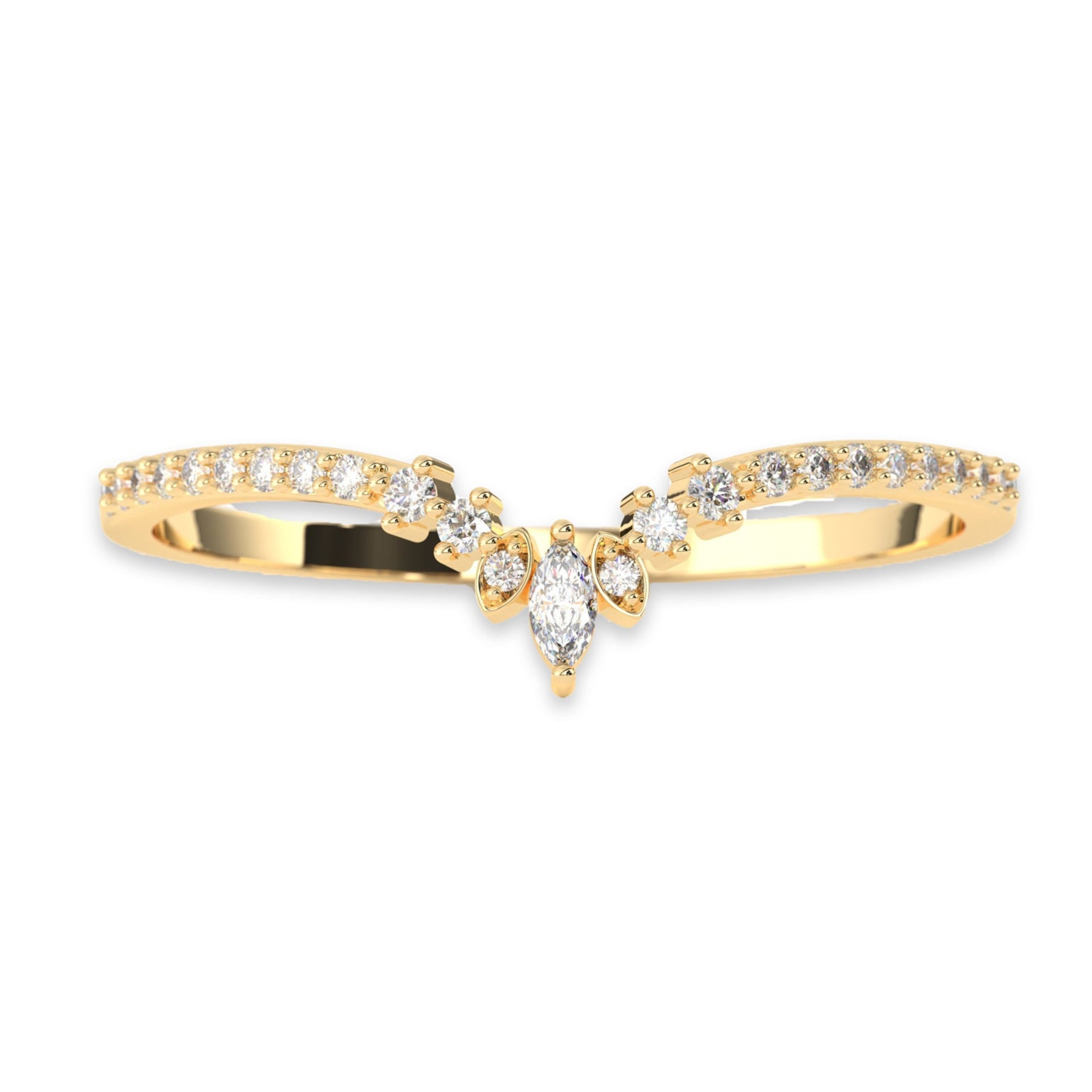 Minimalist Chevron Band with Round Lab Grown Diamonds
