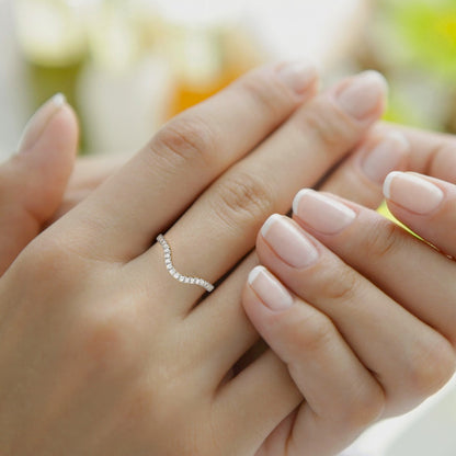 Round Diamond Stacking Curve Ring