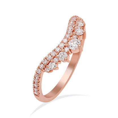 Vintage Style Chevron Curve Diamond Wedding Band