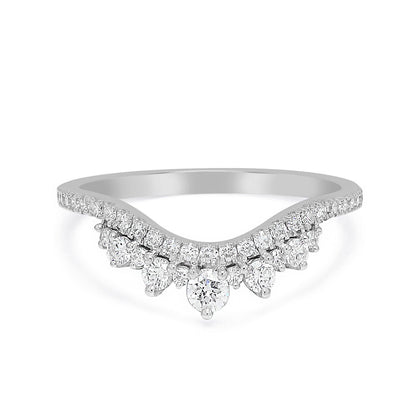 Vintage Style Chevron Curve Diamond Wedding Band