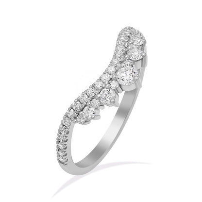 Vintage Style Chevron Curve Diamond Wedding Band