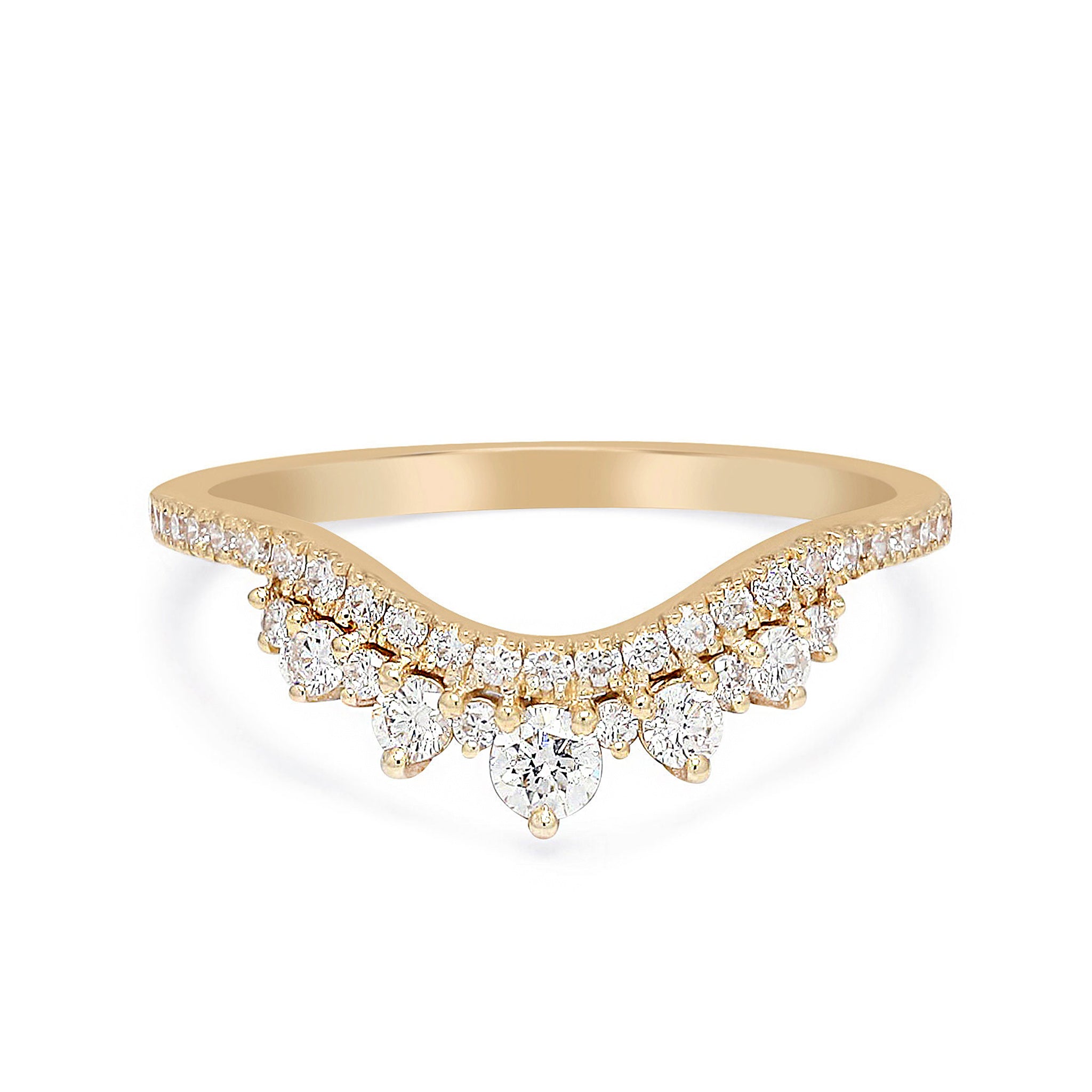 Vintage Style Chevron Curve Diamond Wedding Band