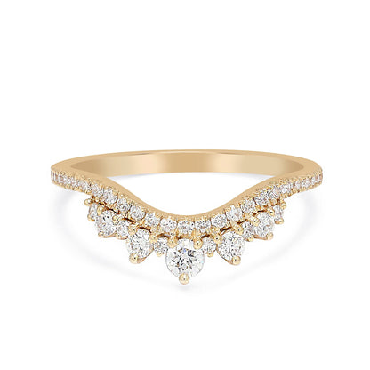 Vintage Style Chevron Curve Diamond Wedding Band