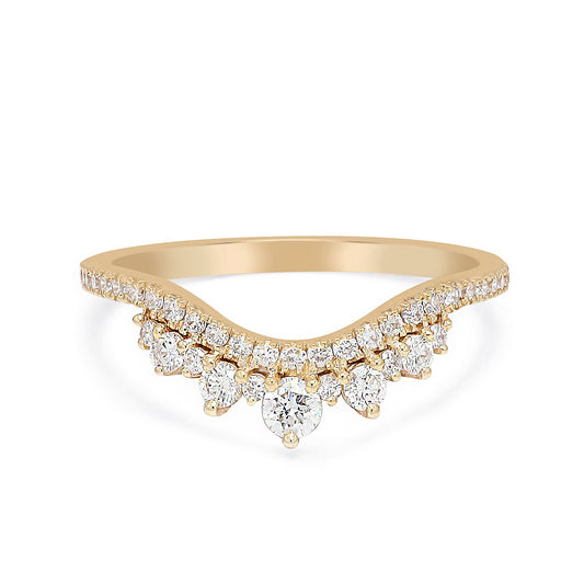 Vintage Style Chevron Curve Diamond Wedding Band