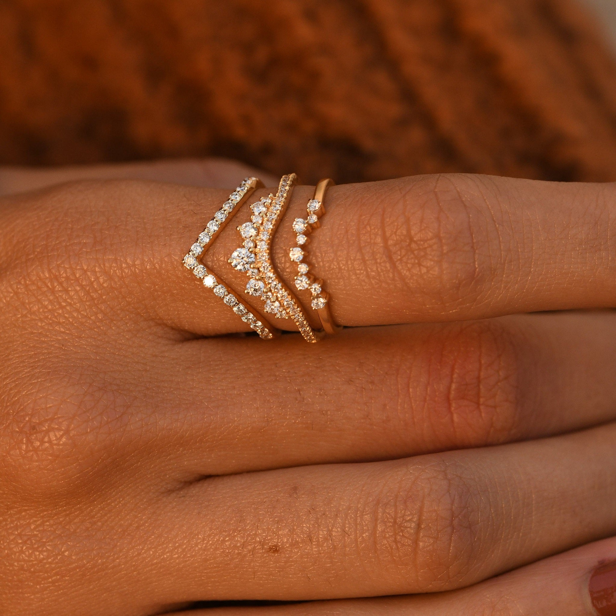 Vintage Style Chevron Curve Diamond Wedding Band