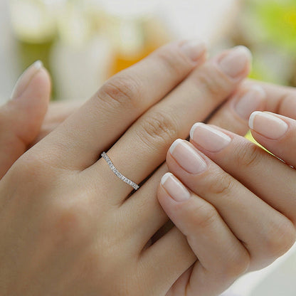 Half Eternity Stackable Curved Wedding Ring
