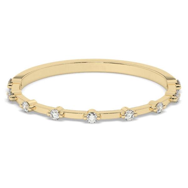 Minimalist Round Distance Pave Set Diamond Wedding Band