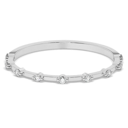 Diamond Wedding Band - Minimalist in white gold with round lab-grown diamonds in a pavé setting, offering a sleek and elegant wedding ring option.