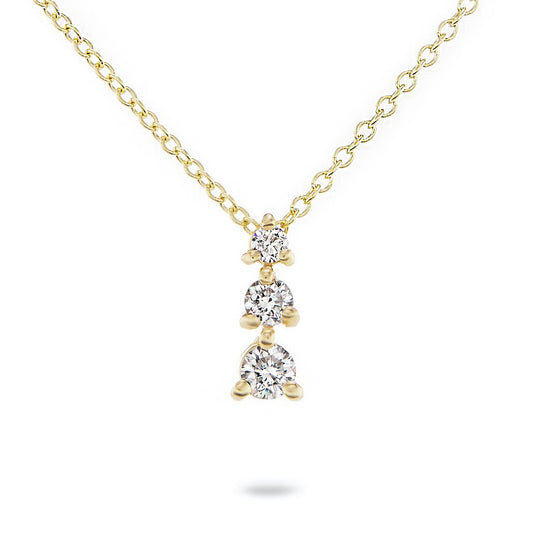Vertically Graduated Three Stone Diamond Pendant Necklace