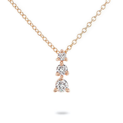 Vertically Graduated Three Stone Diamond Pendant Necklace