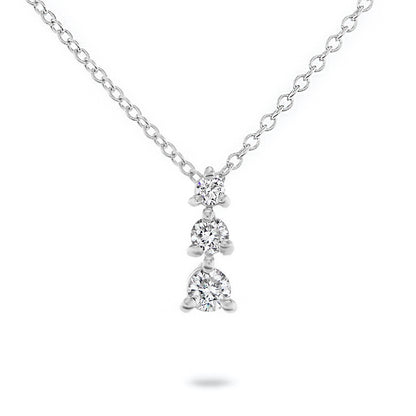 Vertically Graduated Three Stone Diamond Pendant Necklace