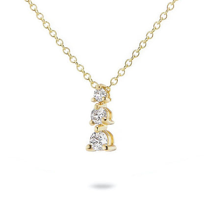 Vertically Graduated Three Stone Diamond Pendant Necklace