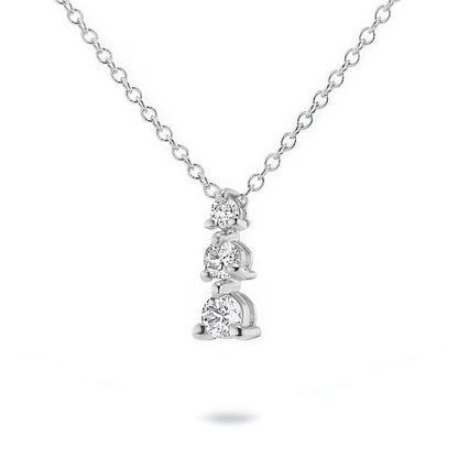 Vertically Graduated Three Stone Diamond Pendant Necklace