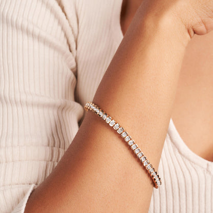 Half Bezel Set Round Moissanite Tennis Bracelet 2.5 MM