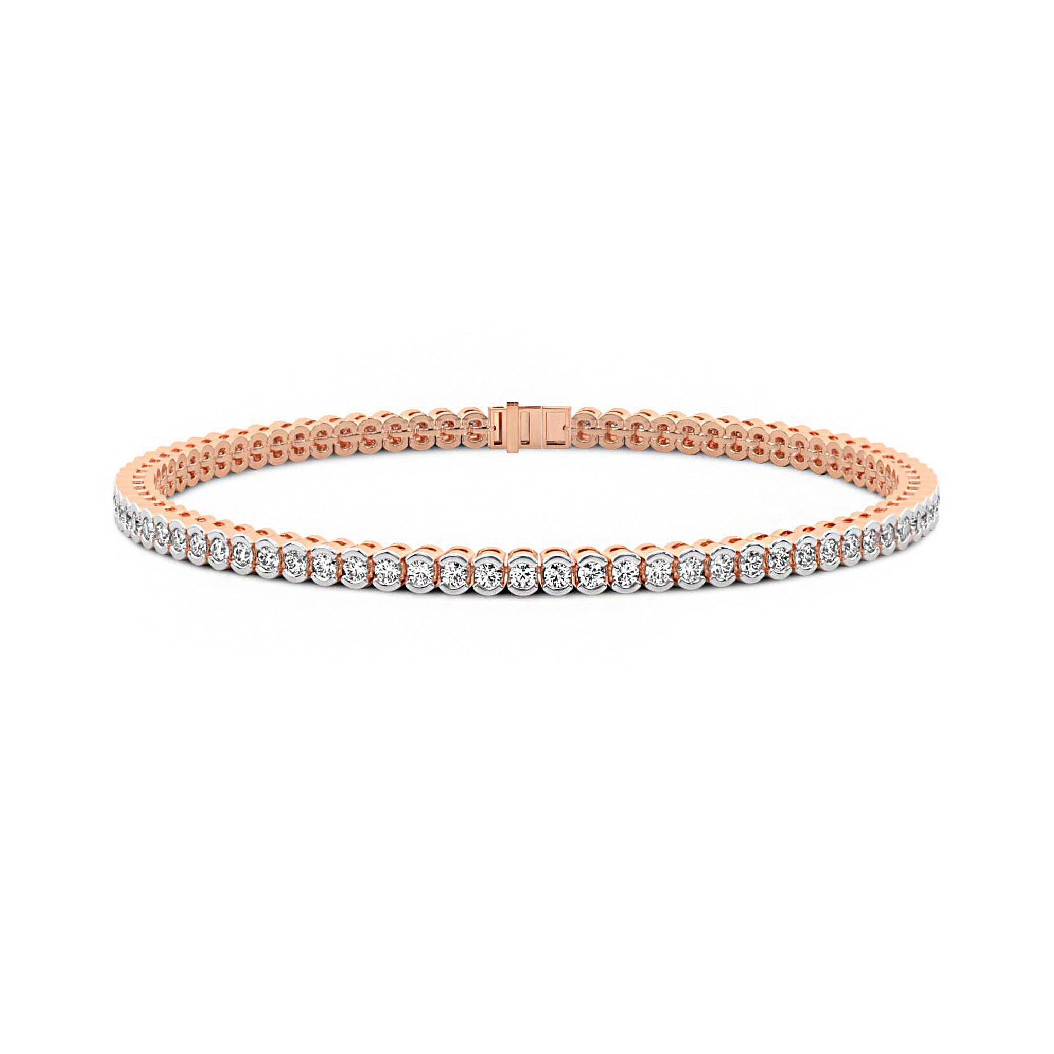 Half Bezel Set Round Moissanite Tennis Bracelet 2.5 MM