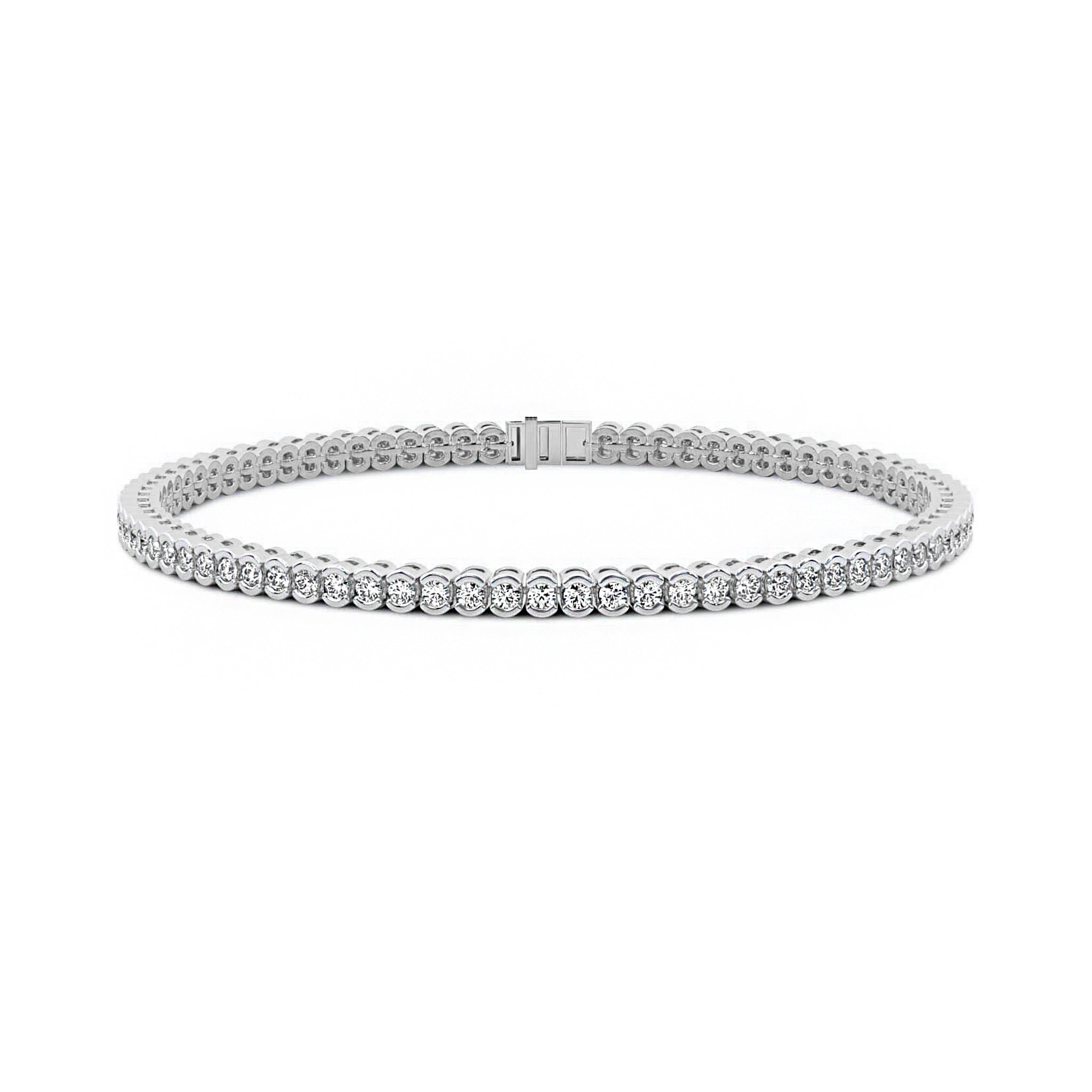 Half Bezel Set Round Moissanite Tennis Bracelet 2.5 MM