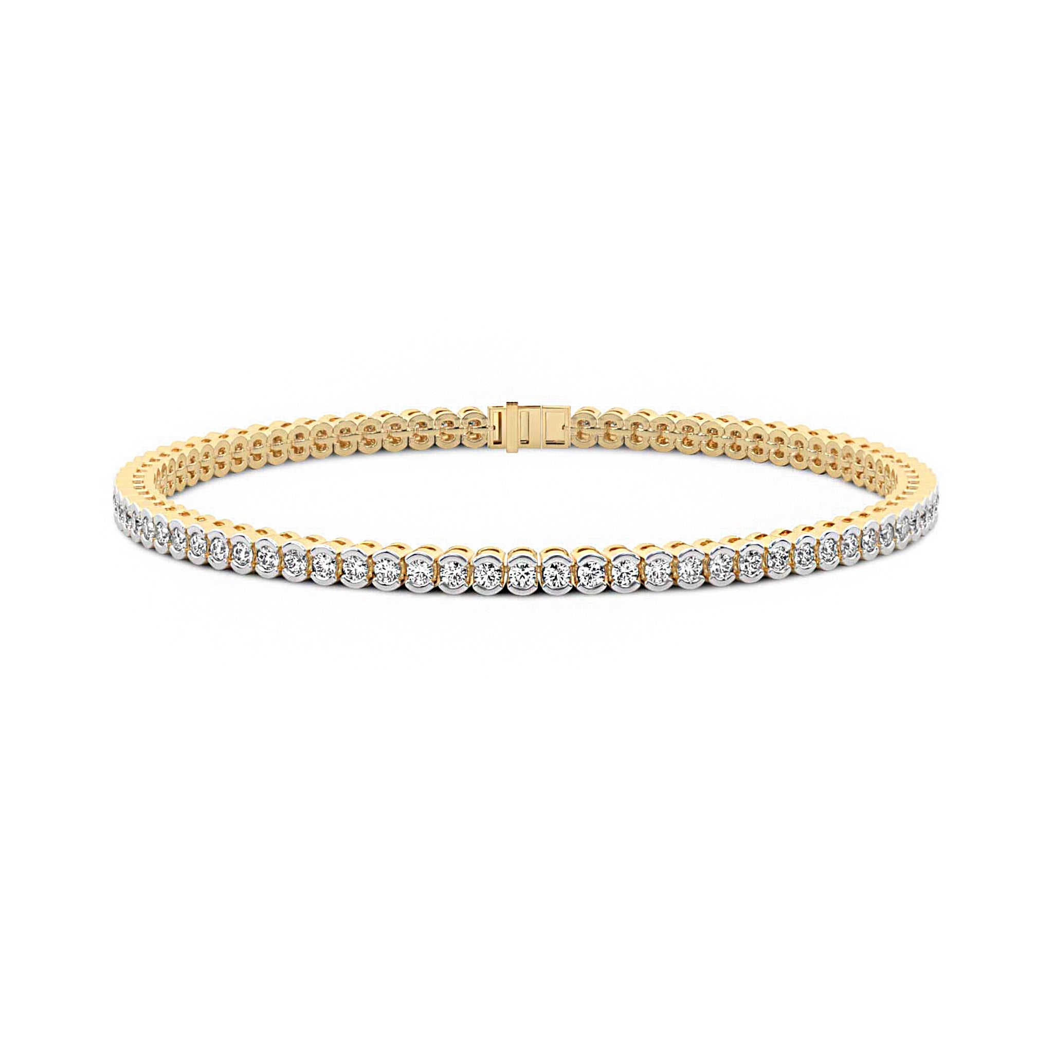 Half Bezel Set Round Moissanite Tennis Bracelet 2.5 MM
