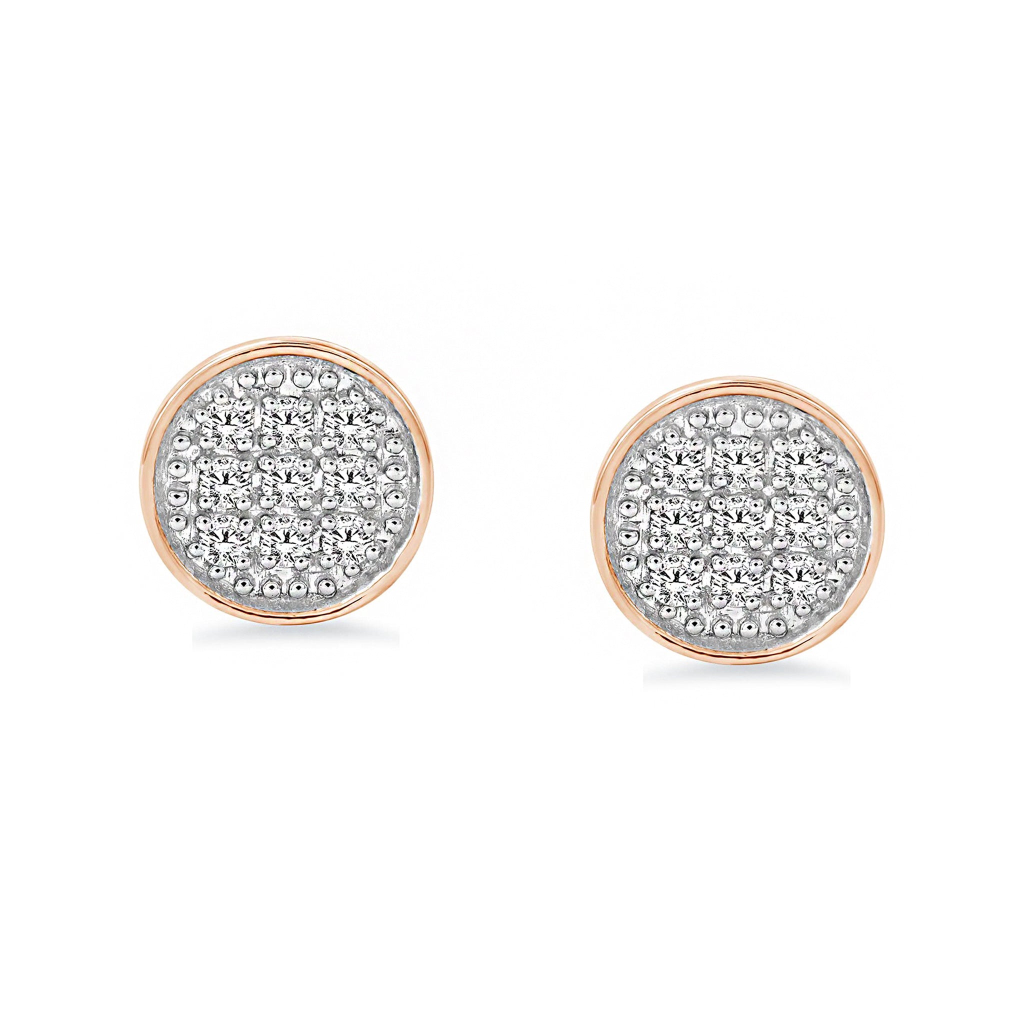 Iced Out Cluster Round Diamond Stud Earrings Push Back