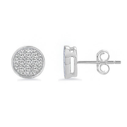 Iced Out Cluster Round Diamond Stud Earrings Push Back