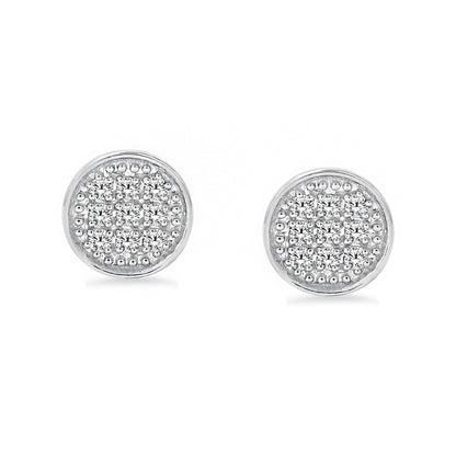 Iced Out Cluster Round Diamond Stud Earrings Push Back
