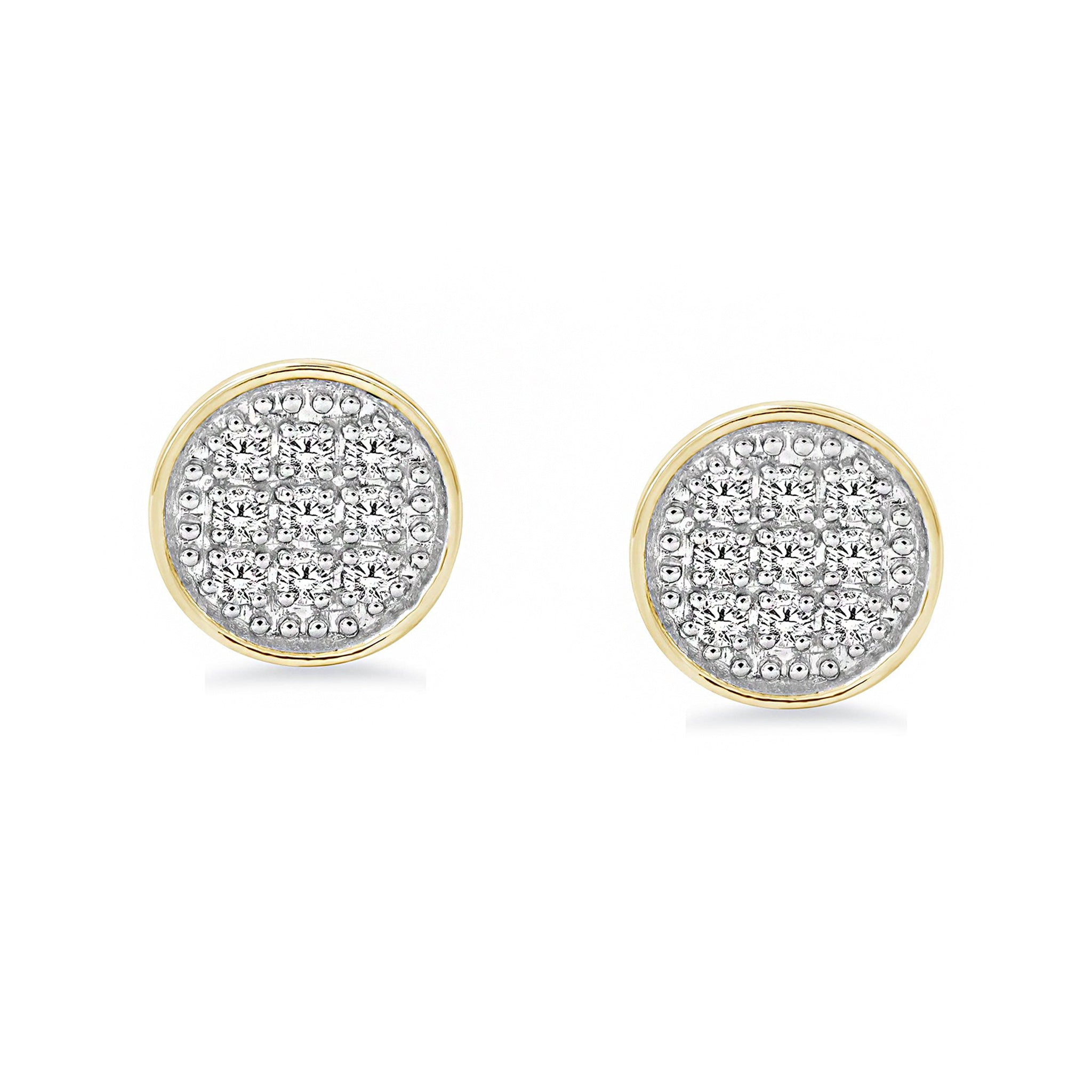 Iced Out Cluster Round Diamond Stud Earrings Push Back