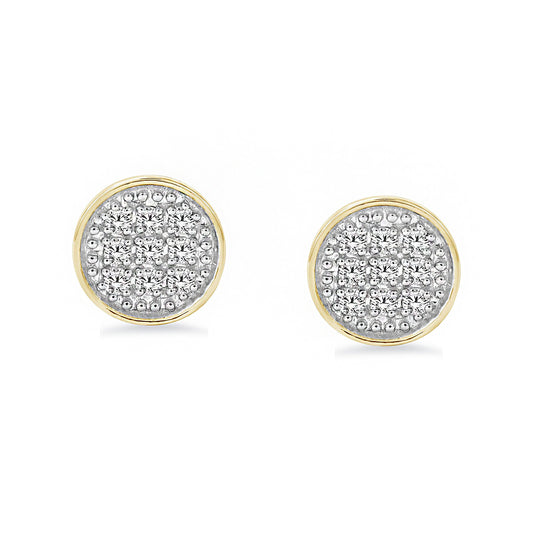 Iced Out Cluster Round Diamond Stud Earrings Push Back