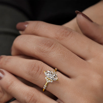 Vintage Style Marquise Diamond Engagement Ring