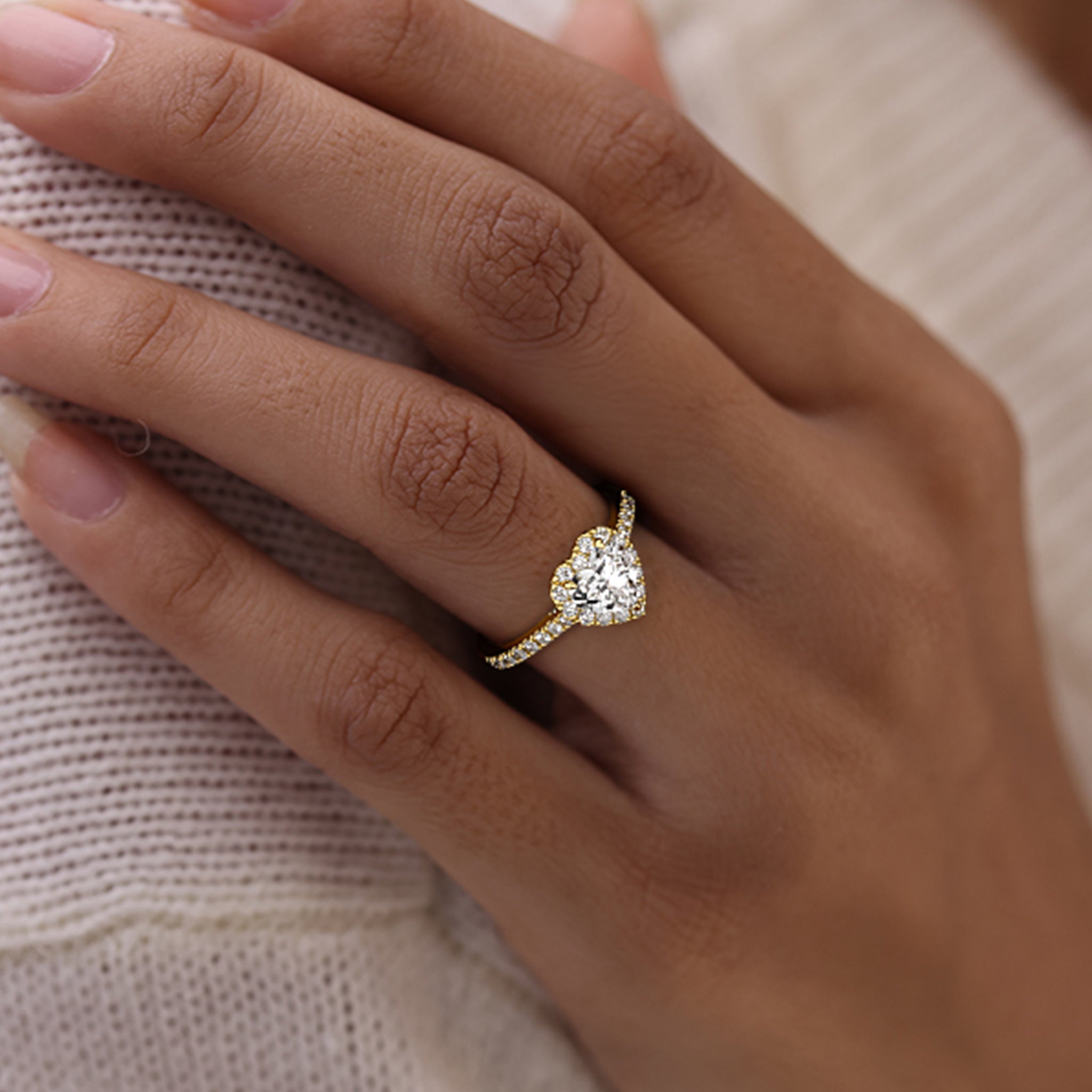 Heart Shape Halo Promise Ring