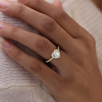 Heart Shape Halo Promise Ring
