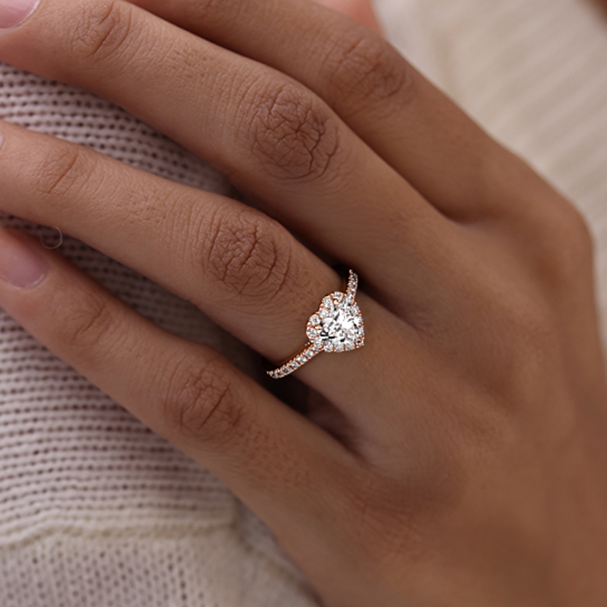 Heart Shape Halo Promise Ring
